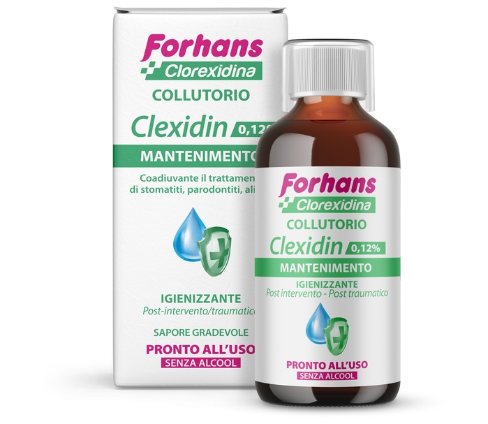 FORHANS COLLUTORIO CON CLOREXIDINA 0,12 CLEXIDIN SENZA ALCOOL 200 ML - Farmacia Sant Anna SAS del Dott. Mariani Federigo
