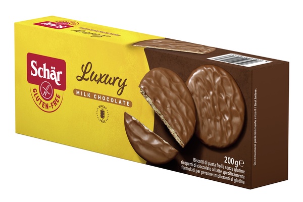 SCHAR LUXURY BISCOTTI DI PASTA FROLLA RICOPERTI DI CIOCCOLATO AL LATTE 200 G - Farmacia Sant Anna SAS del Dott. Mariani Federigo