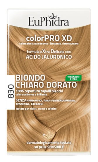 EUPHIDRA COLORPRO XD 830 BIONDO CHIARO DORATO GEL COLORANTE CAPELLI IN FLACONE + ATTIVANTE + BALSAMO + GUANTI - Farmacia Sant Anna SAS del Dott. Mariani Federigo