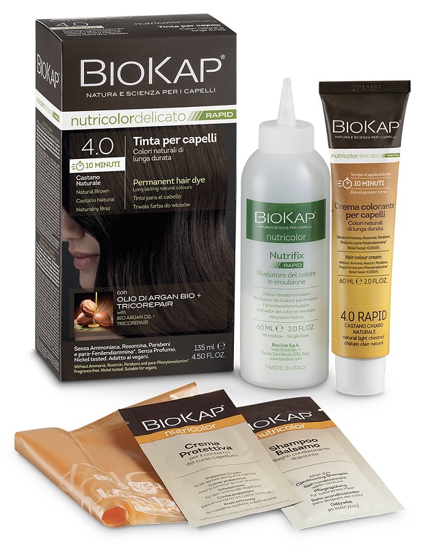 BIOS LINE  BIOKAP NUTRICOLOR DELICATO RAPID TINTA 4,00 CASTANO NATURALE 135 ML - Farmacia Sant Anna SAS del Dott. Mariani Federigo