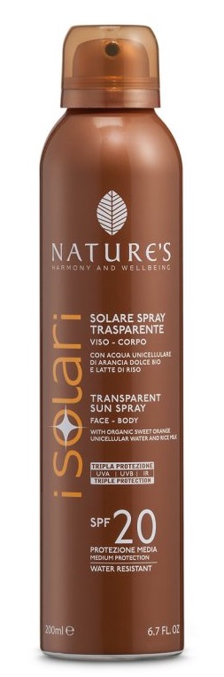 NATURE'S I SOLARI SPRAY TRASPARENTE SPF20 200 ML - Farmacia Sant Anna SAS del Dott. Mariani Federigo