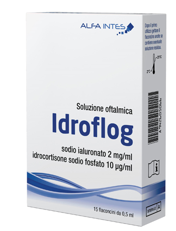 SOLUZIONE OFTALMICA IDROFLOG A BASE DI IALURONATO DI SODIO E IDROCORTISONE SODIO FOSFATO 15 FLACONCINI DA 0,5 ML - Farmacia Sant Anna SAS del Dott. Mariani Federigo
