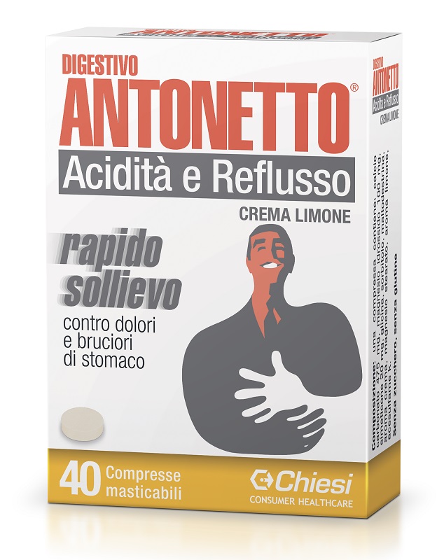 DIGESTIVO ANTONETTO ACIDITA' E REFLUSSO CREMA AL LIMONE 40 COMPRESSE MASTICABILI - Farmacia Sant Anna SAS del Dott. Mariani Federigo