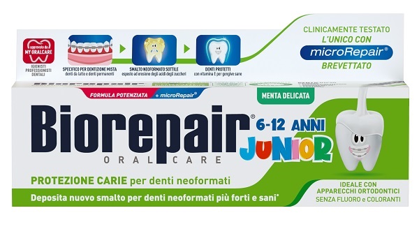 BIOREPAIR ORAL CARE JUNIOR 6-12 ANNI DENTIFRICIO PROTEZIONE ANTI CARIE SMALTO NEOFORMATO ALLA MENTA DELICATA 75 ML - Farmacia Sant Anna SAS del Dott. Mariani Federigo