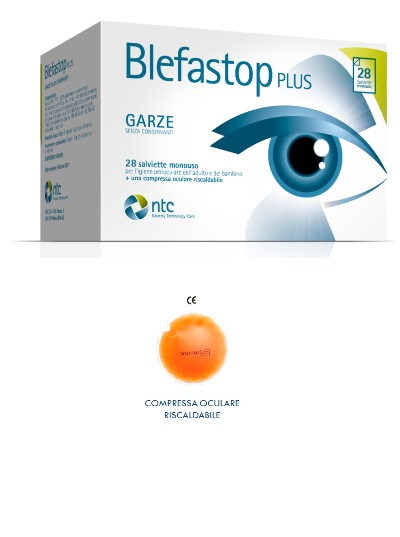 BLEFASTOP PLUS GARZA IN COTONE PIEGATA CON FILO DI BARIO 28 SALVIETTE MONOUSO + 1 COMPRESSA OCULARE RISCALDABILE - Farmacia Sant Anna SAS del Dott. Mariani Federigo