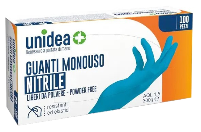 GUANTI IN NITRILE SENZA POLVERE UNIDEA MISURA SMALL 100 PEZZI - Farmacia Sant Anna SAS del Dott. Mariani Federigo