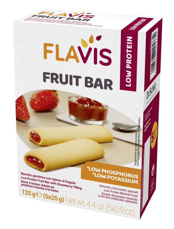 FLAVIS FRUIT BAR BARRETTA APROTEICA CON RIPIENO DI FRAGOLA 5 PEZZI DA 25 G - Farmacia Sant Anna SAS del Dott. Mariani Federigo