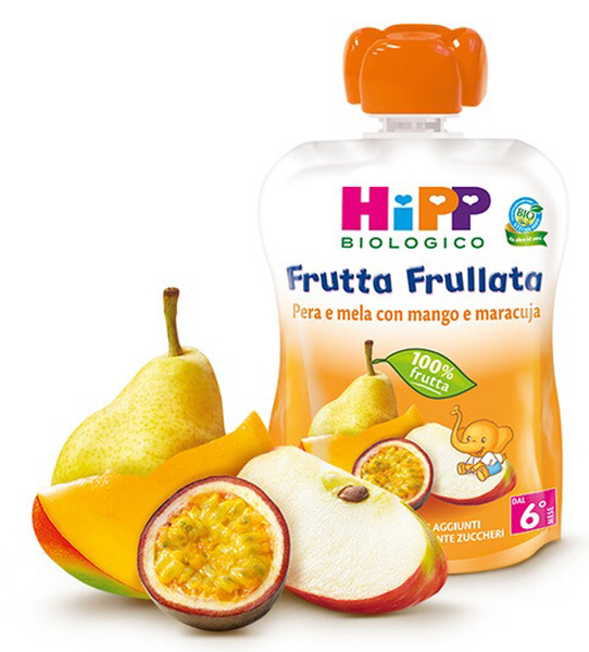 HIPP BIO FRUTTA FRULLATA PERA/MELA CON MANGO E MARACUJA 90 G - Farmacia Sant Anna SAS del Dott. Mariani Federigo