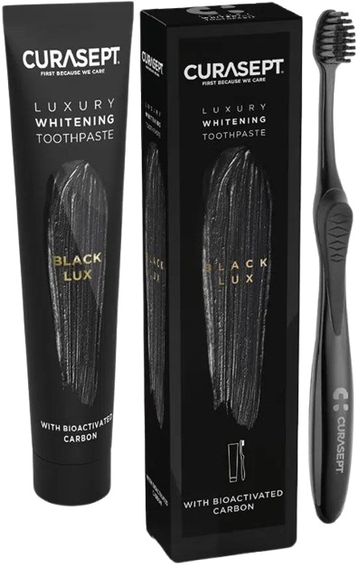 CURASEPT BLACK LUXURY WHITENING DENTIFRICIO 75 ML + SPAZZOLINO - Farmacia Sant Anna SAS del Dott. Mariani Federigo