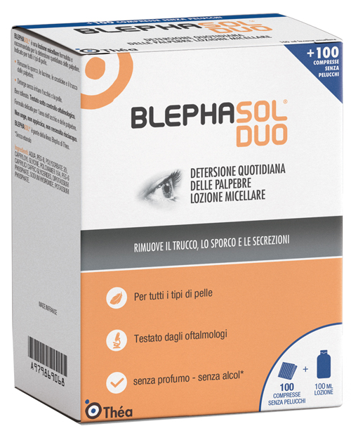 BLEPHASOL DUO SOLUZIONE MICELLARE IGIENE PALPEBRALE 100 ML + 100 GARZE - Farmacia Sant Anna SAS del Dott. Mariani Federigo