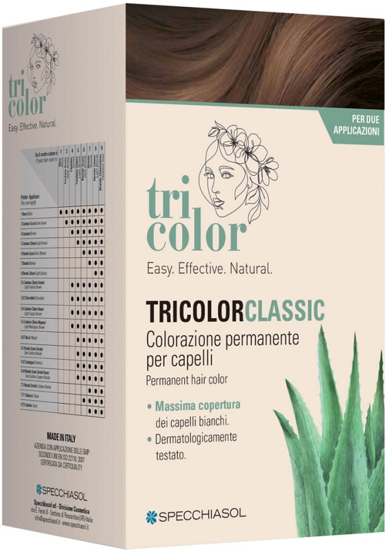 TRICOLOR CLASSIC 4 CASTANO 2 TUBI 50 ML + 2 SHAKER 50 ML + 4 BUSTINE 8 ML - Farmacia Sant Anna SAS del Dott. Mariani Federigo